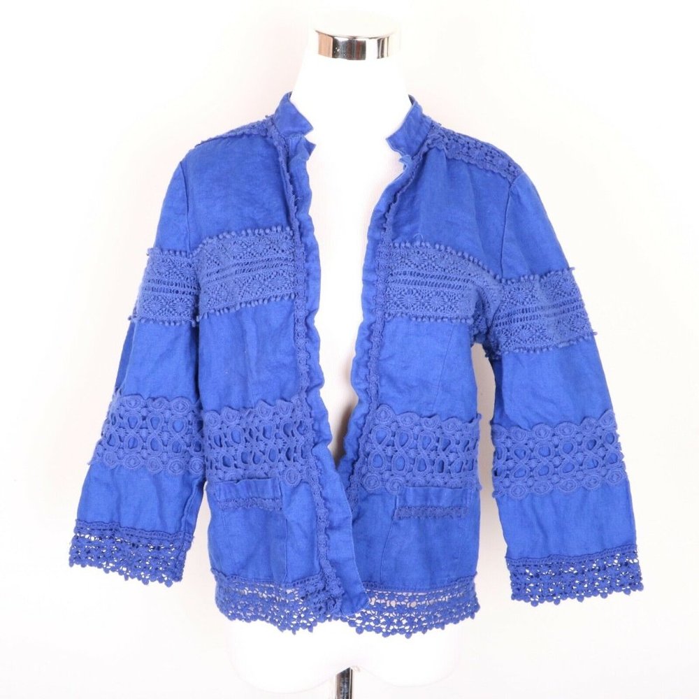 Chico's Lace Works Casual Jacket Shrug Fashion Coat Women's 1 Blue